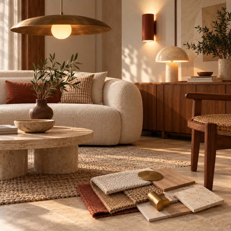 Vignette chaleureuse aux textures naturelles
